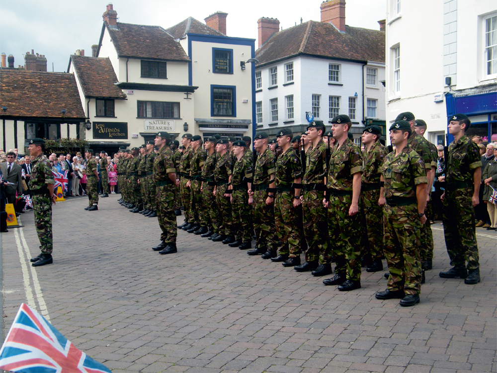 Taking the salute...